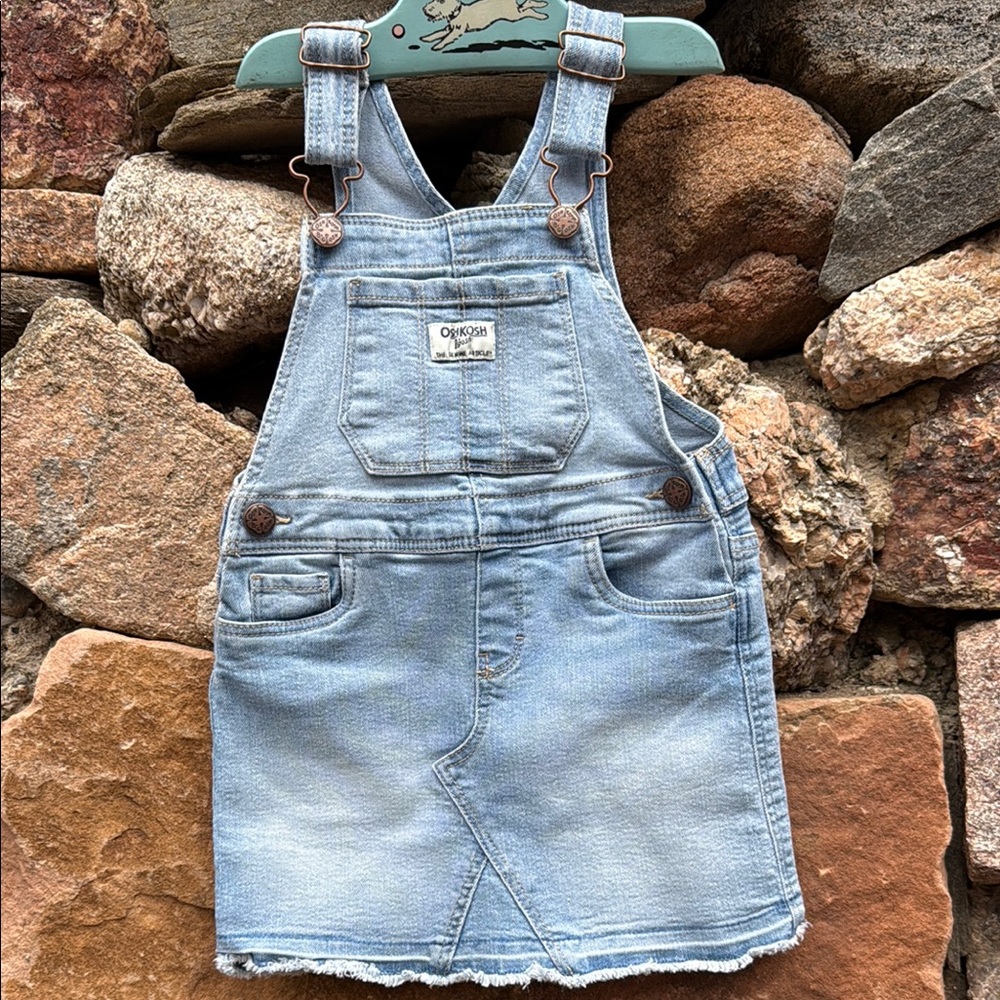 OshKosh B'gosh Blue Denim Vestbak Overalls Jumper Dress Classic 3T